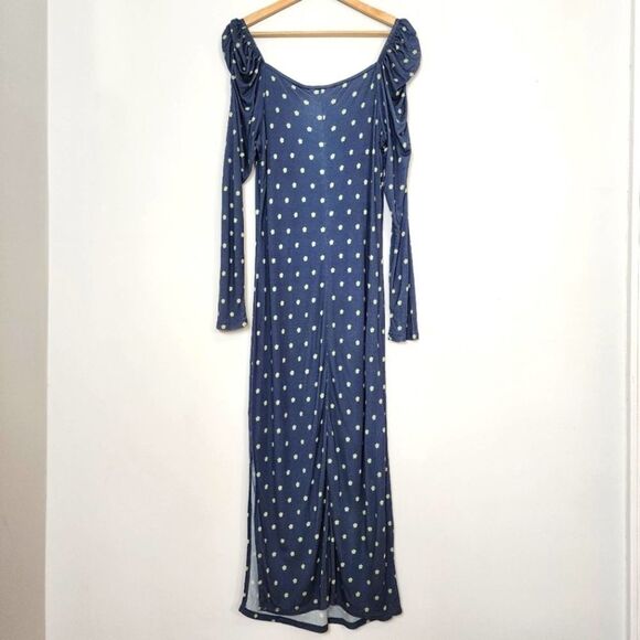 NWT Ted Baker Meegwin Ditsy Spot Jersey Midi Side Slit Stretch Dress  8-10 Or 3 - Picture 10 of 12